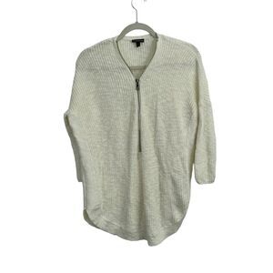 Express Cream Half Zip Ribbed Sweater Oversized Casual 100% Cotton Womens Small